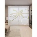 Тюль на шторной ленте Осьминог в пятнах 310х265 см рисунок природный цвет оранжевый