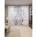 Тюль на шторной ленте Joyarty Осьминог орнамент 310х265 см цвет розовый