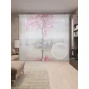 Тюль на шторной ленте Вишня в отражении 310х265 см рисунок природный цвет розовый