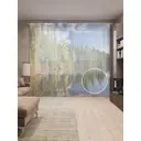 Тюль на шторной ленте Лесная стена у реки 310х265 см рисунок природный цвет коричневый