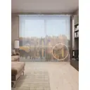 Тюль на шторной ленте Осеннее отражение 310х265 см рисунок природный цвет оранжевый