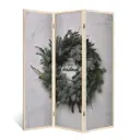 Ширма-перегородка Рождественская омела" двухсторонняя с картинкой (уют) 3 створки кремовый дуб 176х140 см 11 кг