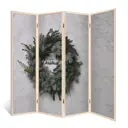 Ширма-перегородка Рождественская омела" двухсторонняя с картинкой (уют) 4 створки кремовый дуб 176х185 см 14 кг