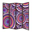 Ширма перегородка для комнаты деревянная "Объем" двухсторонняя с картинкой (абстракция) 4 створки венге 176х185 см 14 кг