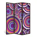 Ширма перегородка для комнаты деревянная "Объем" двухсторонняя с картинкой (абстракция) 3 створки венге 176х140 см 11 кг