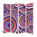 Ширма перегородка для комнаты деревянная "Объем" двухсторонняя с картинкой (абстракция) 4 створки кремовый дуб 176х185 см 14 кг