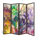 Ширма перегородка для комнаты деревянная "Пламенный танец" двухсторонняя с картинкой (абстракция) 4 створки венге 176х185 см 14 кг