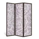 Ширма перегородка для комнаты деревянная "Любовь к трем пионам" двухсторонняя с картинкой (цветы) 3 створки венге 176х140 см 11 кг