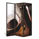Ширма перегородка для комнаты деревянная "Винный день" двухсторонняя с картинкой (уют) 3 створки венге 176х140 см 11 кг