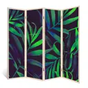 Ширма перегородка для комнаты деревянная "Фантазии в папоротниках" двухсторонняя с картинкой (природа) 4 створки кремовый дуб 176х185 см 14 кг