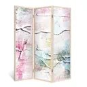 Ширма перегородка для комнаты деревянная "Буро-малиновый трюк" двухсторонняя с картинкой (абстракция) 3 створки кремовый дуб 176х140 см 11 кг