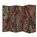 Ширма перегородка для комнаты деревянная "Извилистые дорожки" двухсторонняя с картинкой (абстракция) 5 створок венге 176х230 см 18 кг