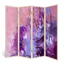 Ширма перегородка для комнаты деревянная "Сказочный одуванчик" двухсторонняя с картинкой (абстракция) 4 створки кремовый дуб 176х185 см 14 кг