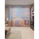 Тюль на шторной ленте Осенний лес 310х265 см рисунок природный цвет оранжевый