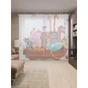 Тюль на шторной ленте Пары животных на ковчеге 310х265 см цвет коричневый