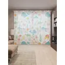 Тюль на шторной ленте Океанская фантазия 310х265 см цвет оранжевый