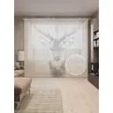 Тюль на шторной ленте Теневой олень 310х265 см цвет коричневый