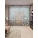 Тюль на шторной ленте Испуганная сова 310х265 см цвет коричневый