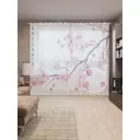 Тюль на шторной ленте Японские цветы 310х265 см рисунок растительный цвет розовый