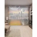 Тюль на шторной ленте Поверхность чужой планеты 310х265 см цвет оранжевый