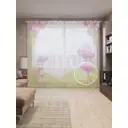 Тюль на шторной ленте Арочная композиция с грибами 310х265 см цвет зеленый