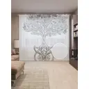 Тюль на шторной ленте Древесный символ 310х265 см рисунок растительный цвет черный