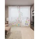 Тюль на шторной ленте Цветочная пасха 310х265 см рисунок растительный цвет красный