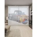 Тюль на шторной ленте Автомобильный зверь 310х265 см цвет оранжевый