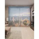 Тюль на шторной ленте Ночной Париж 310х265 см цвет коричневый