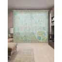 Тюль на шторной ленте Клад на дне океана 310х265 см рисунок природный цвет зеленый