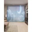 Тюль на шторной ленте Молодая луна 310х265 см рисунок природный цвет синий