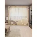 Тюль на шторной ленте Штурвал на пергаменте 310х265 см рисунок природный цвет коричневый