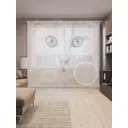 Тюль на шторной ленте Внимание кота 310х265 см цвет розовый