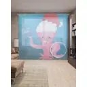 Тюль на шторной ленте Поздравление осьминога 310х265 см рисунок природный цвет красный