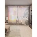 Тюль на шторной ленте Эйфелева башня а закате 310х265 см цвет коричневый