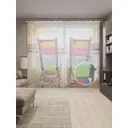 Тюль на шторной ленте Морские приливы 310х265 см рисунок природный цвет оранжевый