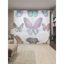 Тюль на шторной ленте Коллектив бабочек 310х265 см рисунок природный цвет фиолетовый