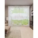 Тюль на шторной ленте "Привет, весна" 310х265 см цвет салатовый