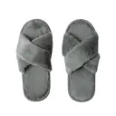 Тапочки женские Мех крест Amaro Home Открытый нос Графит 39-41 Home-4005-Gr0-39