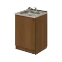 Напольный шкаф с мойкой и смесителем Лидер Эконом КП4209 50x82x60 см ЛДСП цвет дуб