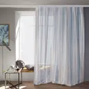 Тюль на шторной ленте полоска синяя 300x250 см цвет белый