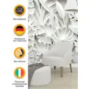 Бумажные фотообои бесшовные 3D Verol Белые листья и цветы 3.1 м2. 200x155 см.. плотность 115 г/м