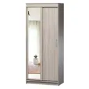 Шкаф-купе с зеркалом Шарм-дизайн 220x90x45 см 2 полки ЛДСП цвет ясень шимо