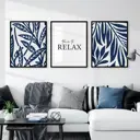 Постер 28 картин "Абстракция синие листья" 70x50 см