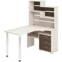 Компьютерный стол Мэрдэс Ср-132-140 кш-ч-прав 101x140x163 см ЛДСП цвет коричневый, бежево-белый