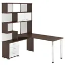 Компьютерный стол Мэрдэс ср-420/170 шбеш-ч-лев 130x170x199 см ЛДСП цвет коричневый,белый жемчуг