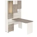 Компьютерный стол Мэрдэс ср-620/140 бенн-лев 130x140x216 см ЛДСП цвет серый дуб,белый жемчуг