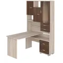 Компьютерный стол Мэрдэс ср-620/140 кшк-ч-прав 130x140x216 см ЛДСП цвет коричневый,бежево-белый