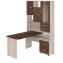 Компьютерный стол Мэрдэс ср-620/140 кшш-ч-прав 130x140x216 см ЛДСП цвет коричневый,бежево-белый