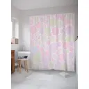 Штора для ванной JoyArty Призрачные радужные круги из ткани, 180x200 см с крючками
